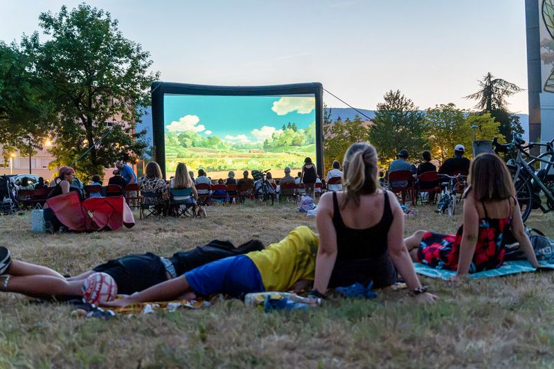 Une toile à la belle étoile sur la pelouse du Mâconnais à Chambéry lors de la projection de "Mon voisin Totoro" le 12 juillet 2026
